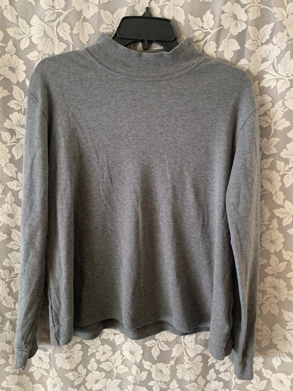 Lands' End Charcoal Gray Long Sleeve Mock Neck Top
